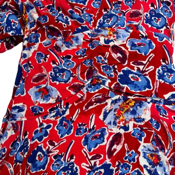 Free People Glow Up Mini Dress Red & Blue Floral Size 6 - Picture 8 of 10